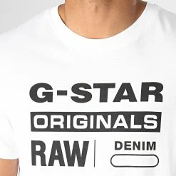 Grosses soldes 🎁 Tee 👚 Shirt Graphic 8 D14143-336 Blanc Noir de G-Star 💯 -G-Star Soldes g star 188363 D14143 336 110 20190708T153620 03