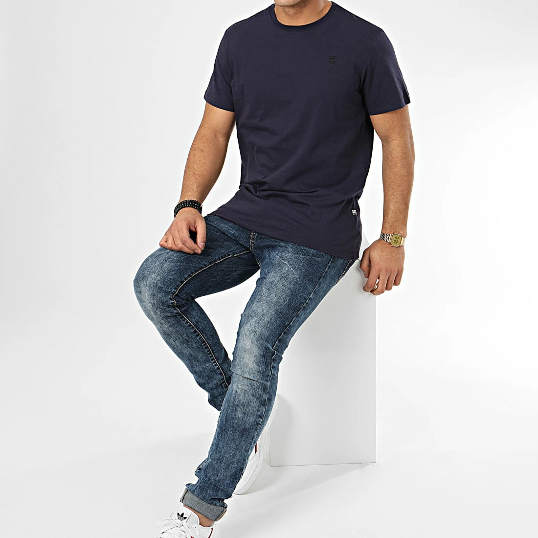 Remise 👏 Tee 👚 Shirt Base Bleu Marine de G-Star ⌛ 4 Remise 👏 Tee 👚 Shirt Base Bleu Marine de G-Star ⌛ – Image 4