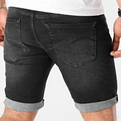 Budget ✨ Short Jean Slim 3301 D10481-A634 Gris Anthracite de G-Star 🔥 -G-Star Soldes g star 247038 D10481 A634 9887 20210118T145106 04