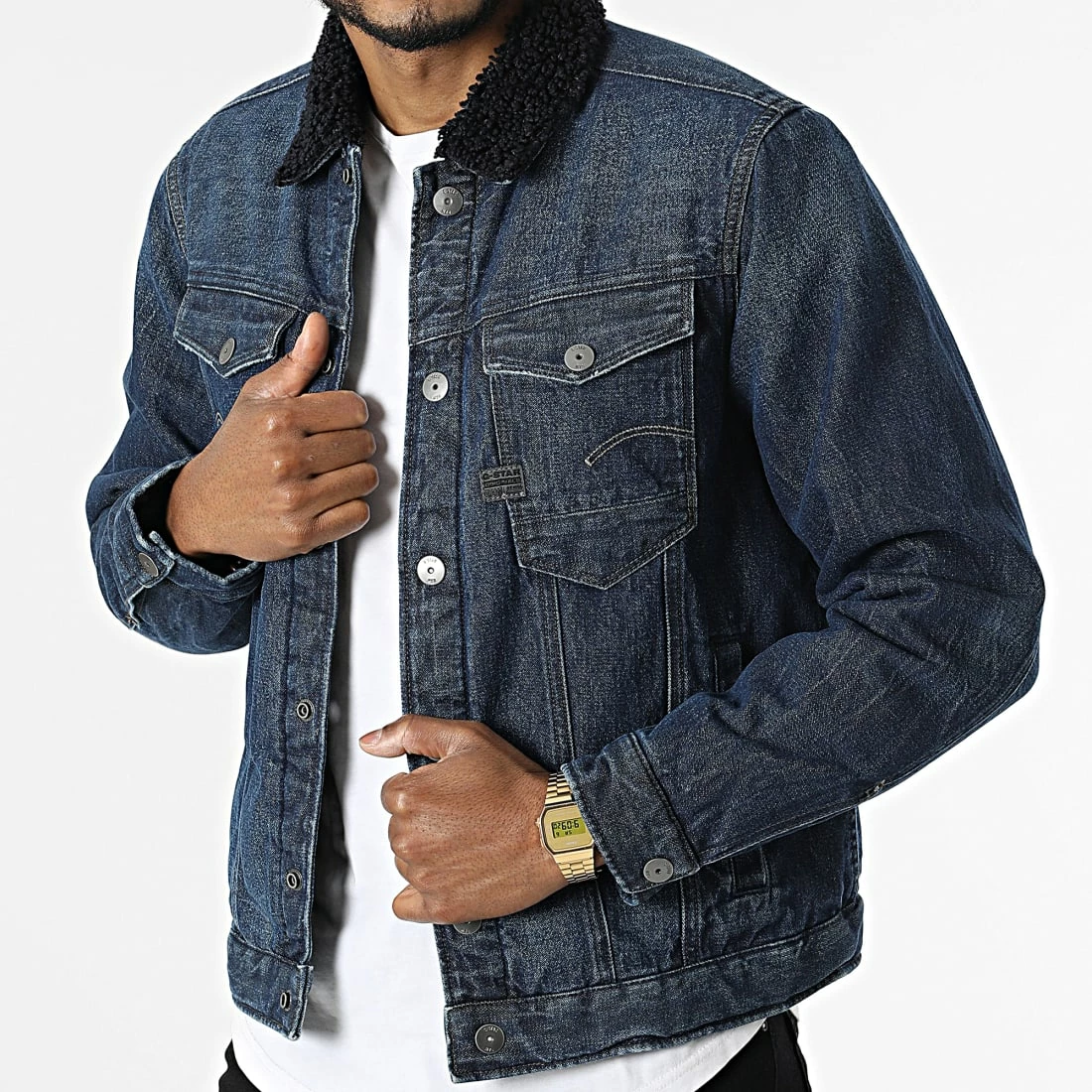 Remise 🌟 Veste Jean Arc 3D Sherpa D21150-C779 Bleu Denim de G-Star ⭐ 1 Remise 🌟 Veste Jean Arc 3D Sherpa D21150-C779 Bleu Denim de G-Star ⭐