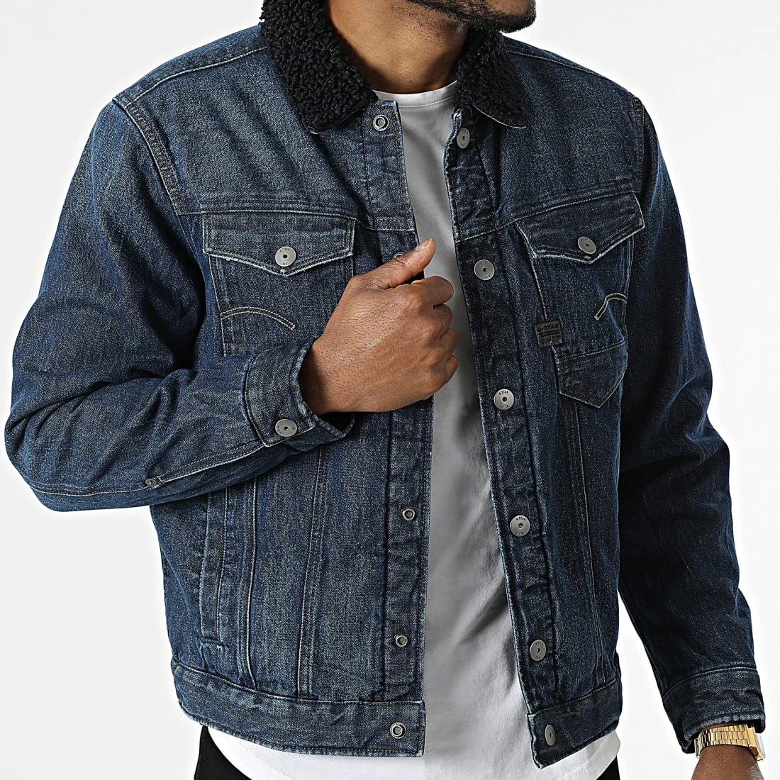 Remise 🌟 Veste Jean Arc 3D Sherpa D21150-C779 Bleu Denim de G-Star ⭐ 3 Remise 🌟 Veste Jean Arc 3D Sherpa D21150-C779 Bleu Denim de G-Star ⭐ – Image 3