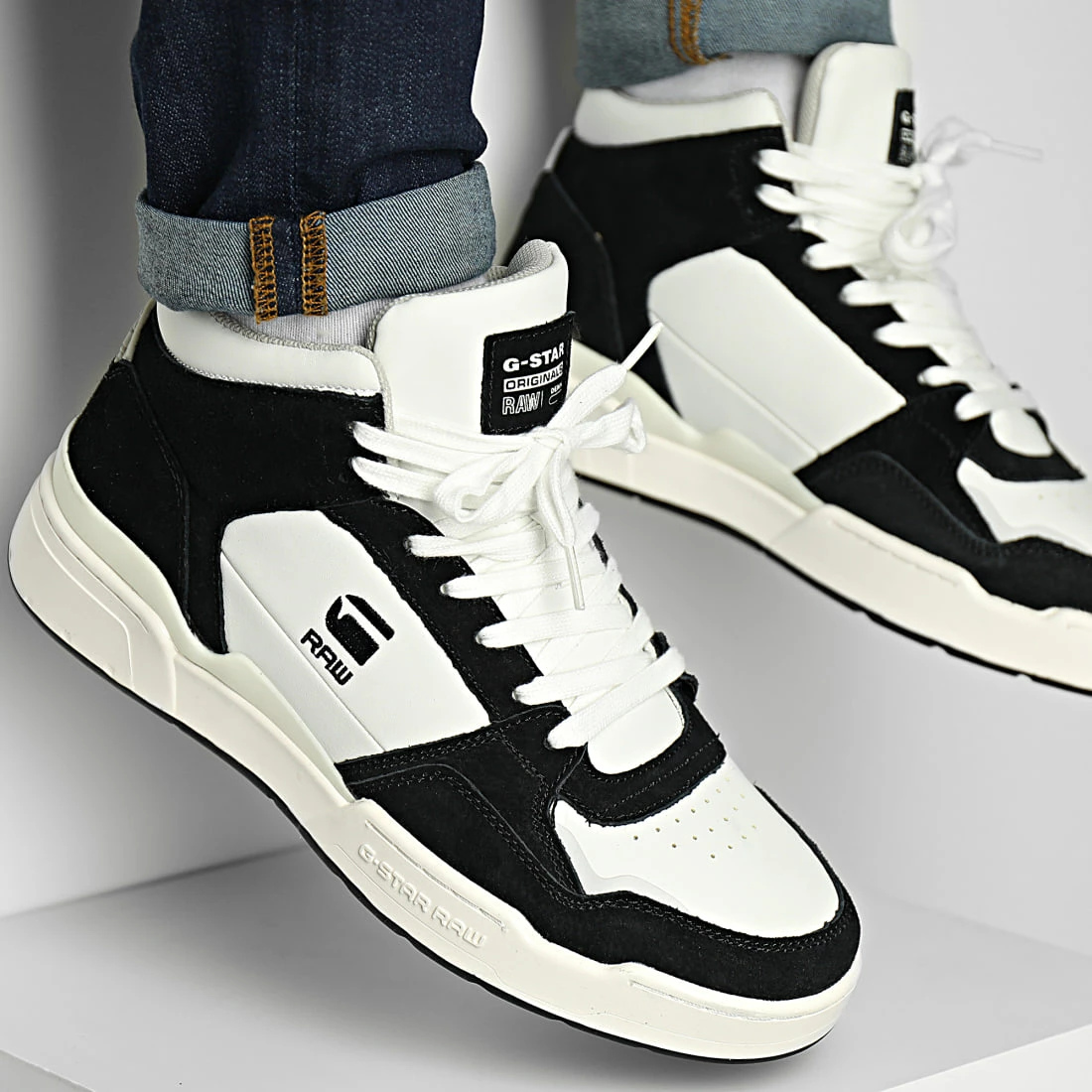 Nouveau 👍 Baskets Montantes Attacc Mid 2212-040711 White Black de G-Star 👏 1 Nouveau 👍 Baskets Montantes Attacc Mid 2212-040711 White Black de G-Star 👏