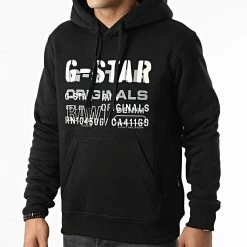 Bon marché 🧨 Sweat Capuche Multi Layer Originals D22232-A971 Noir de G-Star 👍