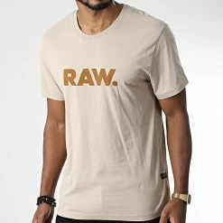 Remise 😀 Tee 👕 Shirt Holorn D22200-336 Beige de G-Star 🔥 -G-Star Soldes g star 343438 D22200 336 C531 20221024T150524 03