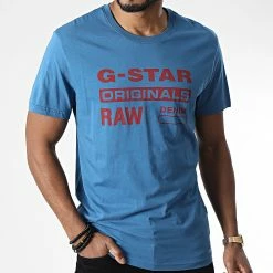 Remise ✔️ Tee 👕 Shirt Originals Label D22204-336 Bleu Clair de G-Star ✨ -G-Star Soldes g star 343707 D22204 336 937 20221024T150853 03