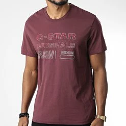 Meilleure vente ✔️ Tee 👕 Shirt Oiginals Stamp D22378-336 Bordeaux de G-Star ⌛