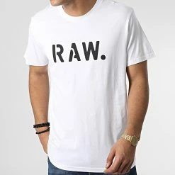 Tout neuf 🎉 Tee 👕 Shirt Stencil Raw D22205-336 Blanc de G-Star ⌛