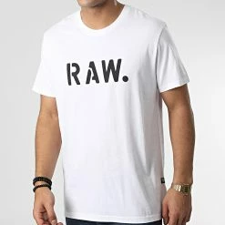 Tout neuf 🎉 Tee 👕 Shirt Stencil Raw D22205-336 Blanc de G-Star ⌛ -G-Star Soldes g star 348086 D22205 336 110 20221121T151732 03
