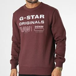 Budget 🎉 Sweat Crewneck D22319-A971 Bordeaux de G-Star ❤️
