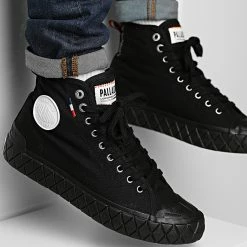 Sortie ❤️ Boots Palla Ace Canvas Mid 77015 Black de Palladium 🤩