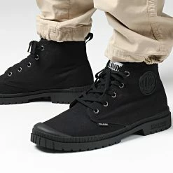 Sortie 👏 Boots Sport 20 Hi Canvas 76838 Black Black de Palladium ⌛