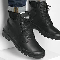 Meilleur prix 😉 Boots Pallabrousse Cuff Waterproof 77982 Black Black de Palladium ✔️