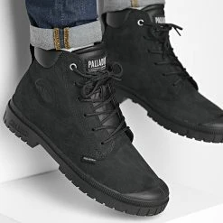 Meilleure vente 🤩 Baskets Pampa SP20 Cuff Leather Waterproof 77891 Black Black de Palladium 😍