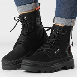 Offres 🎁 Boots Femme Pallatrooper Zip Canvas 97467 Black de Palladium 😉